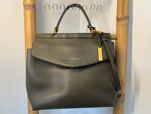 SMAAK Amsterdam - Chloe Big leren tas - donkergroen/grijs