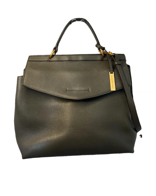 SMAAK Amsterdam - Chloe Big leren tas - donkergroen/grijs