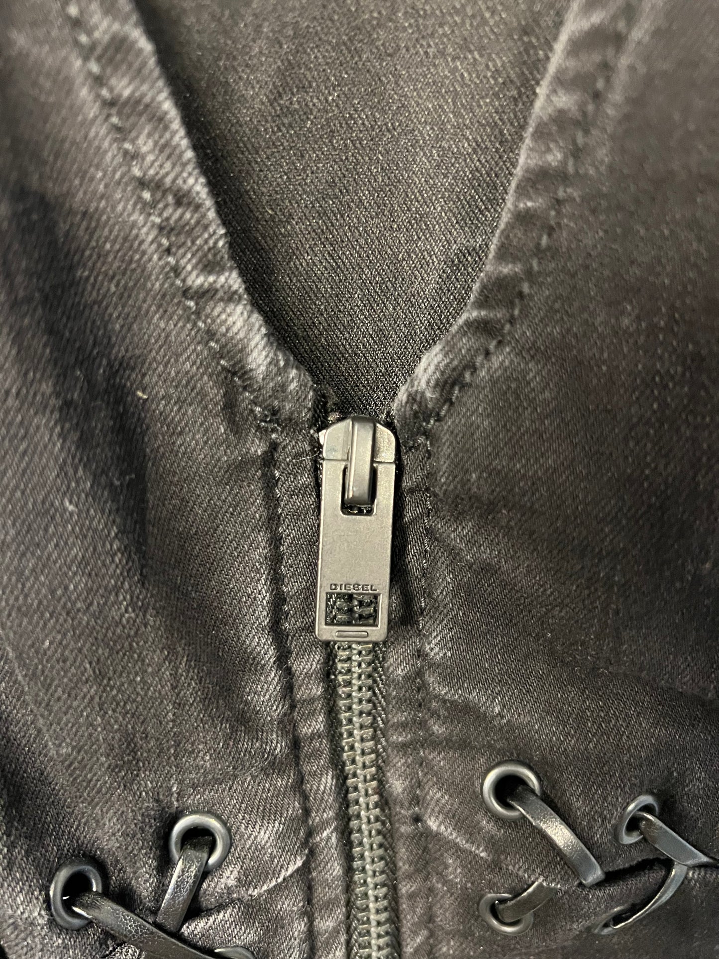 Diesel - jumpsuit met faux leather - zwart - S