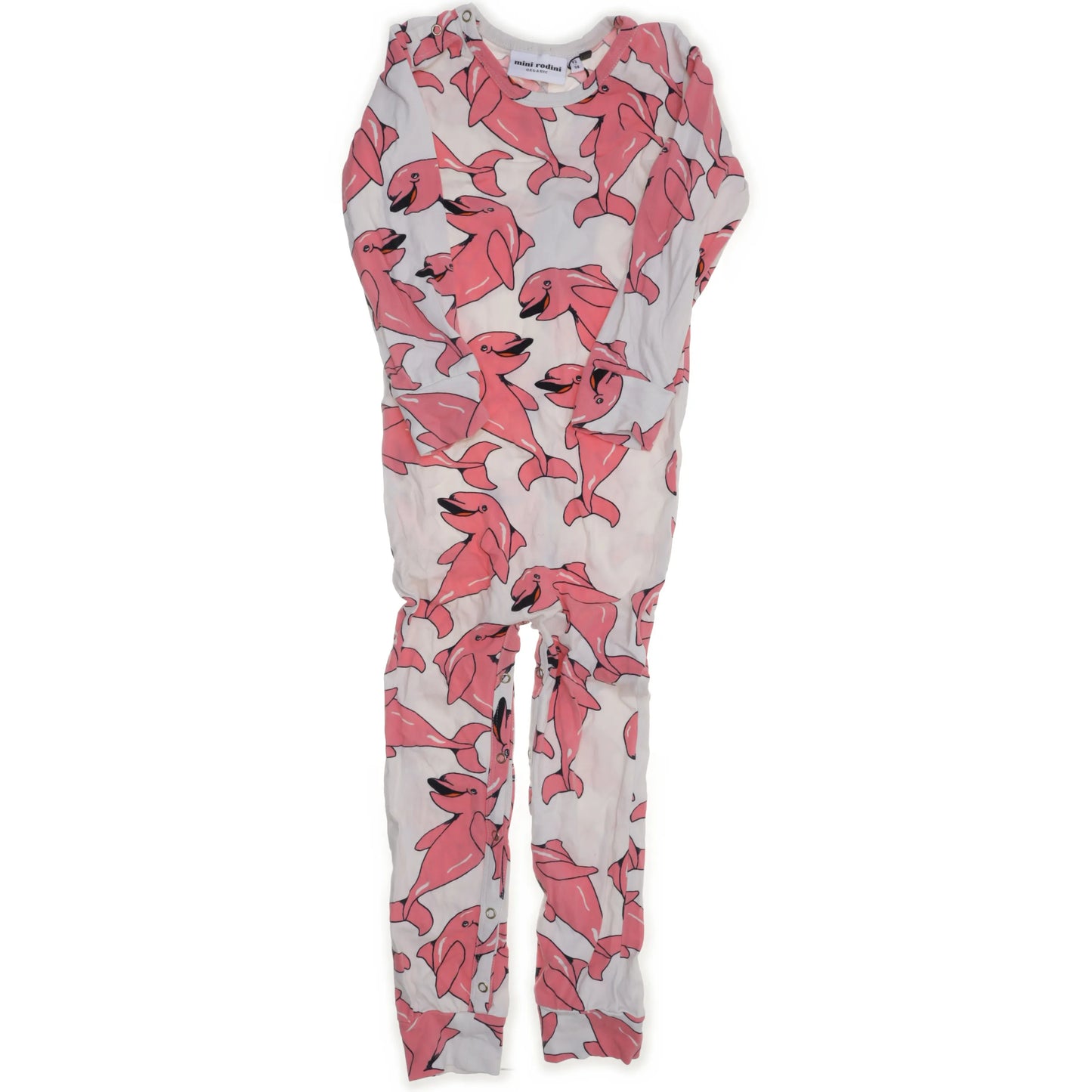 Mini Rodini - Romper/pyjama dolfijnen - Roze/wit - 92/98